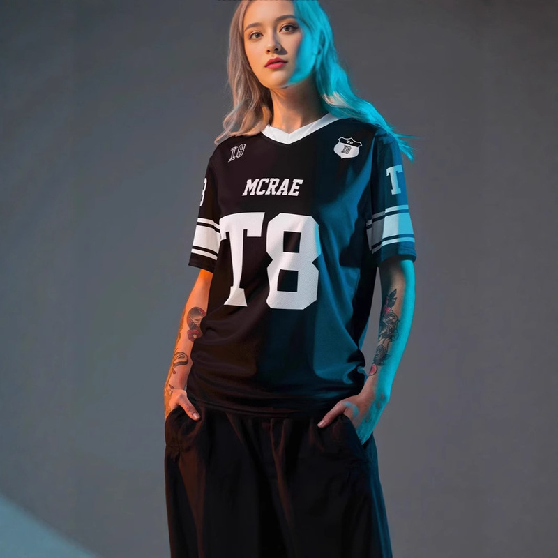 Tate Mcrae 2025 T-Shirt Men's and Women's New Spring Summer Sportswear T8 V Neck Jersey T-Shirt Plaid and Breathable