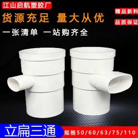 pvc110立扁三通变50 75扁马桶移位器缩口内外插圆转扁三通扁瓶口