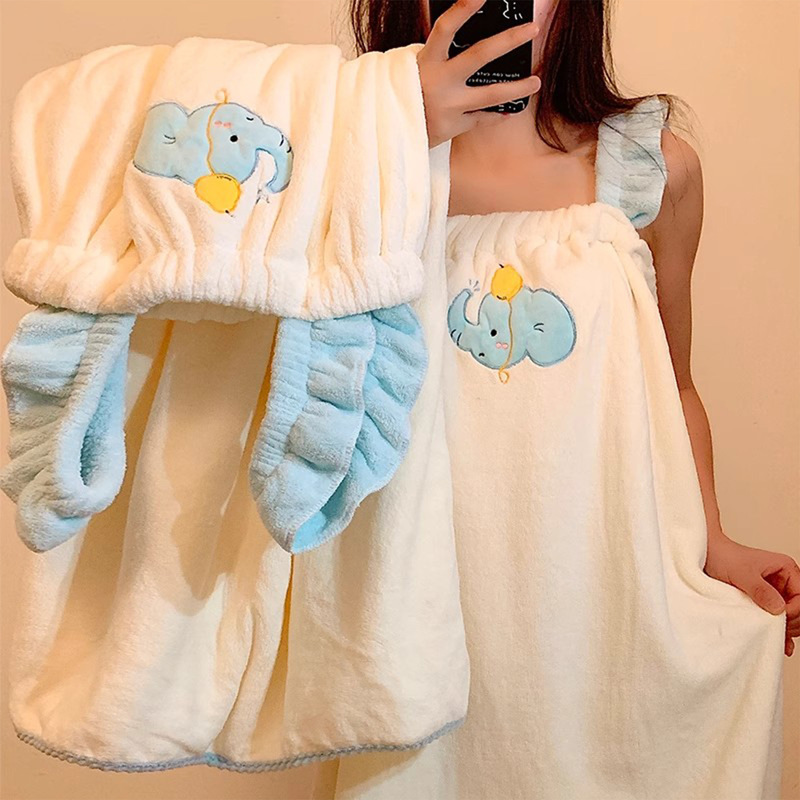 Ins風かわいい象タオル女子学生寮顔拭きタオル柔らかい吸水家庭用風呂バスタオル|undefined