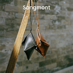 Songmont山下有松新款棱角耳机包设计师款牛皮三角棕子包挂件配饰