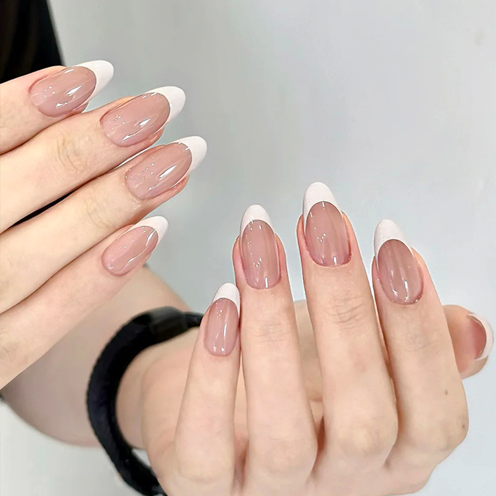 Comercio exterior polvo de té blanco blanco borde blanco para usar uñas heladas brillante sensación de manicura francesa blanquear el temperamento largo de la hoja de uñas