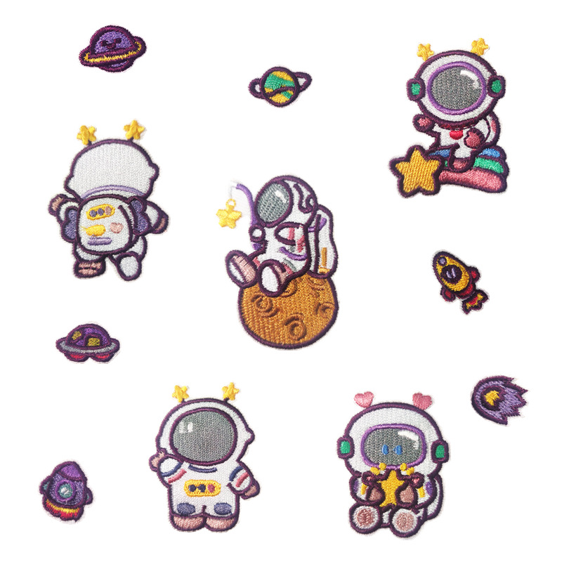 爱泽新款星球刺绣布贴宇航员自粘补丁贴装饰衣物包包精品服装辅料