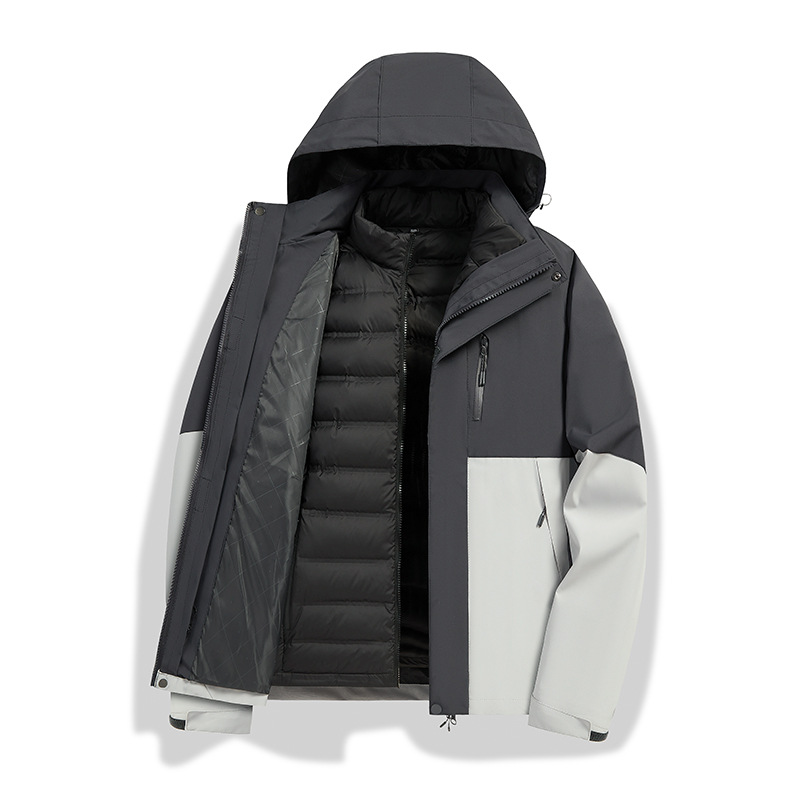 新款羽绒冲锋衣男女冬季户外防风保暖三合一鸭绒内胆可拆卸两件套