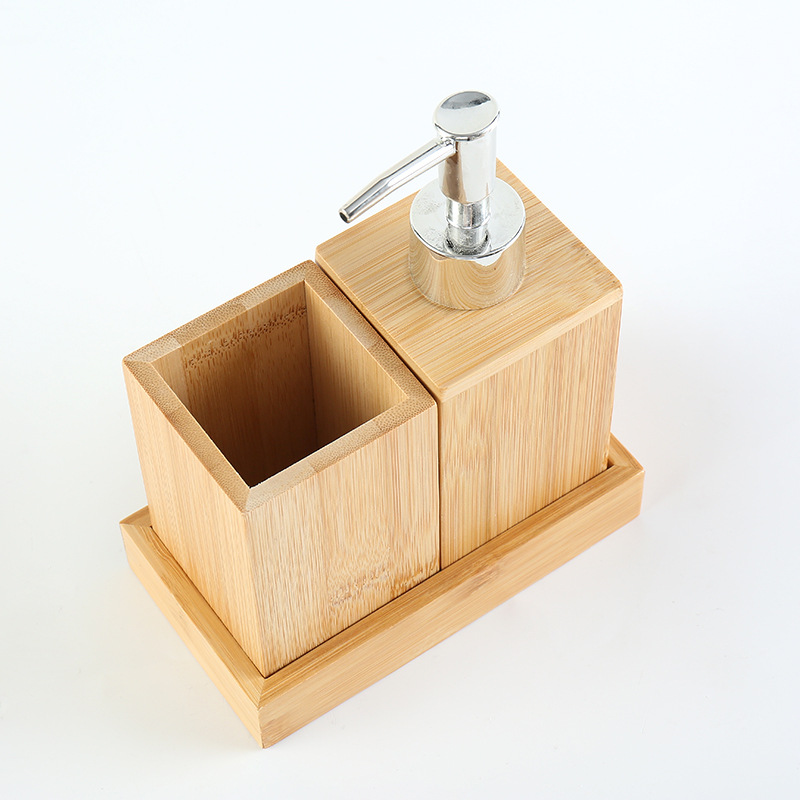 Subbotella de madera, loción, botella de loción, gel de ducha de hotel, botella de desinfectante de manos, botella de prensa de champú creativo