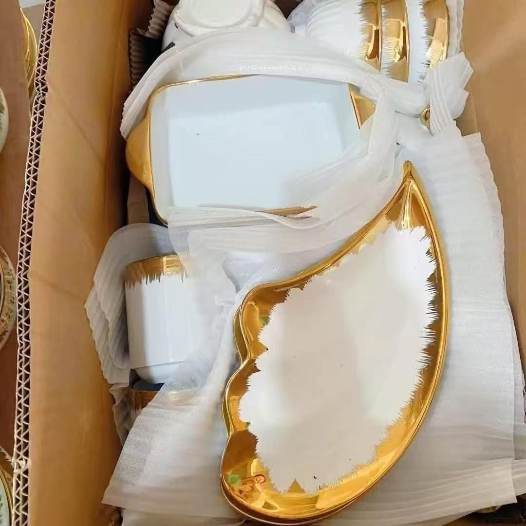 Ventas calientes de comercio exterior platos de cerámica platos de oro platos de cerámica platos de cerámica platos de oro mezclados paquetes aleatorios