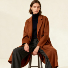 女新款大衣加厚秋冬复古外套双面羊绒羊毛服饰长款上衣小个子服装