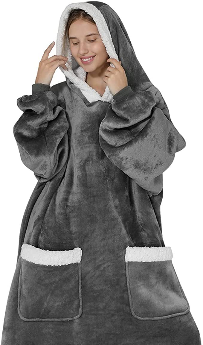 Nouvelle couverture à capuche en flanelle pour la maison, couverture TV, couverture en velours extra longue, confortable, ample et portable_voghion.com