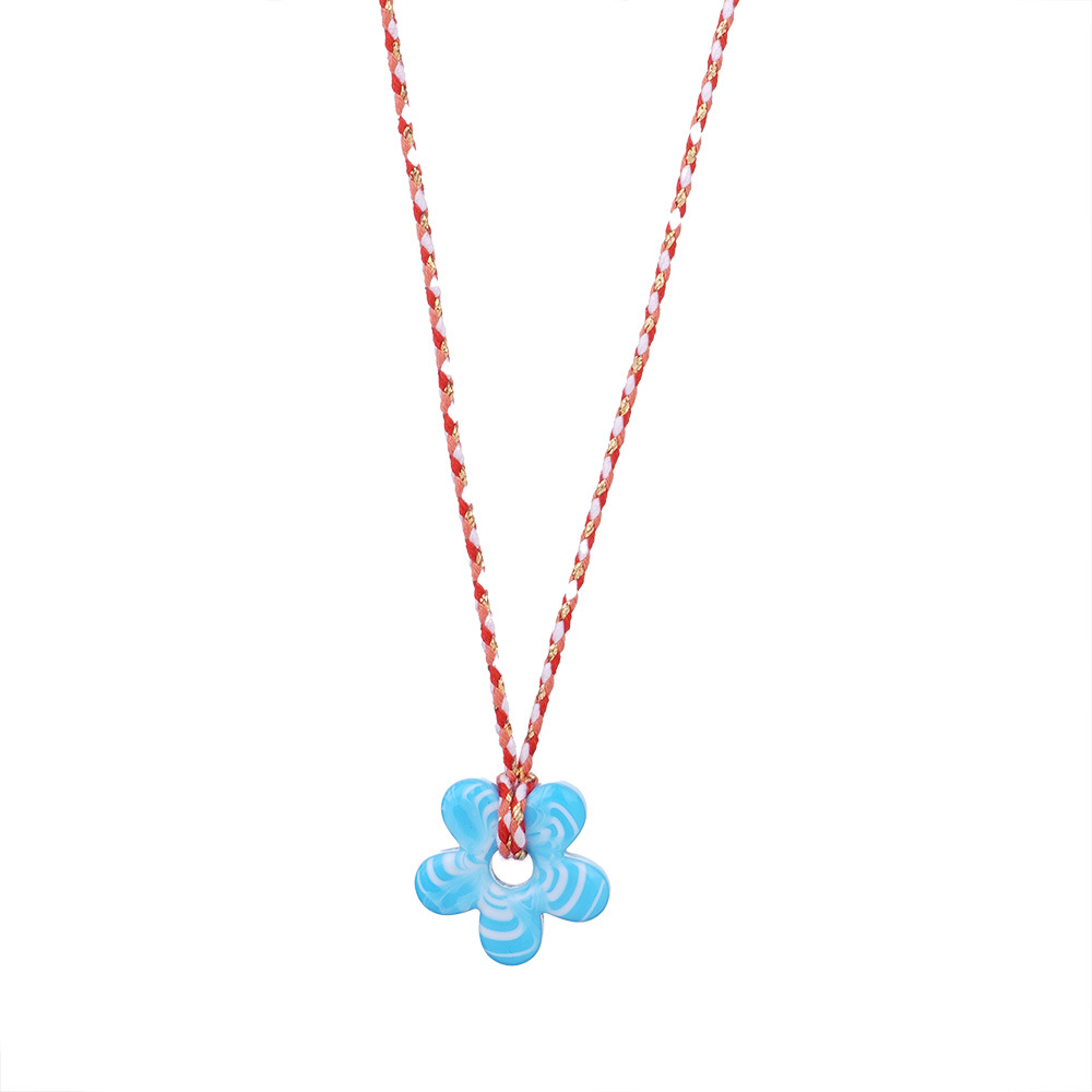 10g Weight glass Pendant Material Pendant Necklace Classification rope Chain Material Woven Chain Chain Type 1 Piece Quantity Holiday, Daily Occasion glass, rope Material Flower Pattern Women's Gender Plating Design Vintage Style, Classic Style Style Vintage Style Classic Style Flower Glass Rope Woven Chain Pendant Necklaces Wholesale 10