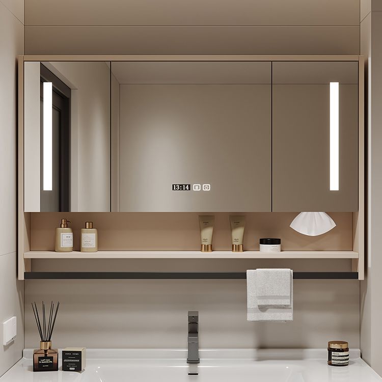 Solid Wood Bathroom Smart Mirror Cabinet, Bathroom Storage and Vanity Mirror Box with Lighted Shelves, Wall-Mounted Solid Wood Bathroom Smart Mirror Cabinet, Bathroom Storage and Vanity Mirror Box with Lighted Shelves, Wall-Mounted