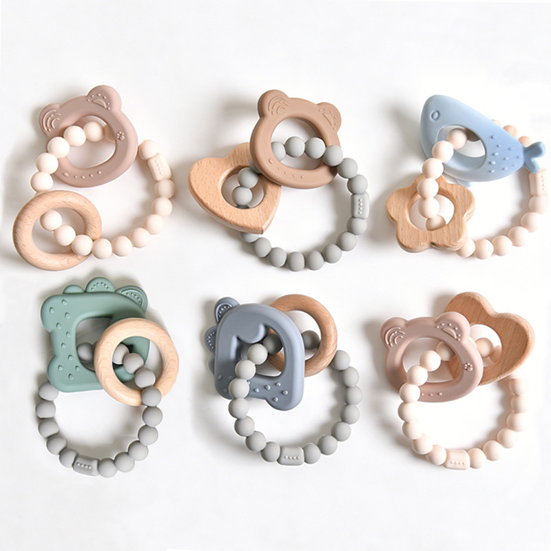 Cross-Border New Product Food-Grade Silicone Children's Bracelet Teether Baby Silicone Soothing Teether Teething Stick Chew Toy