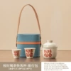One person drinks - one pot and three cups of tea on time (leather bag)