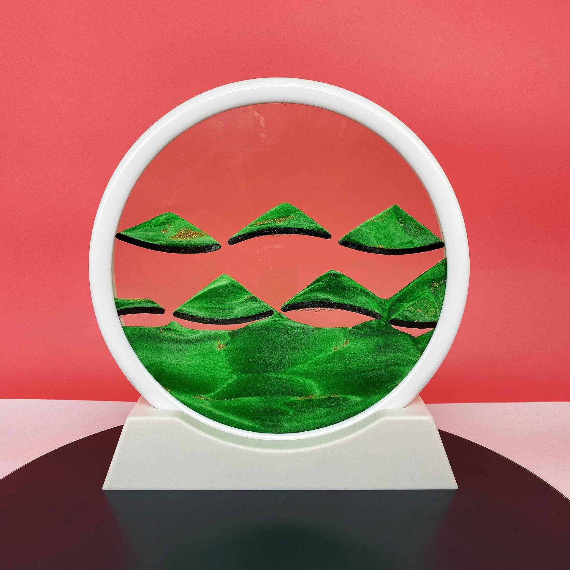 작은 언덕 흰색 프레임 5 인치 녹색 모래