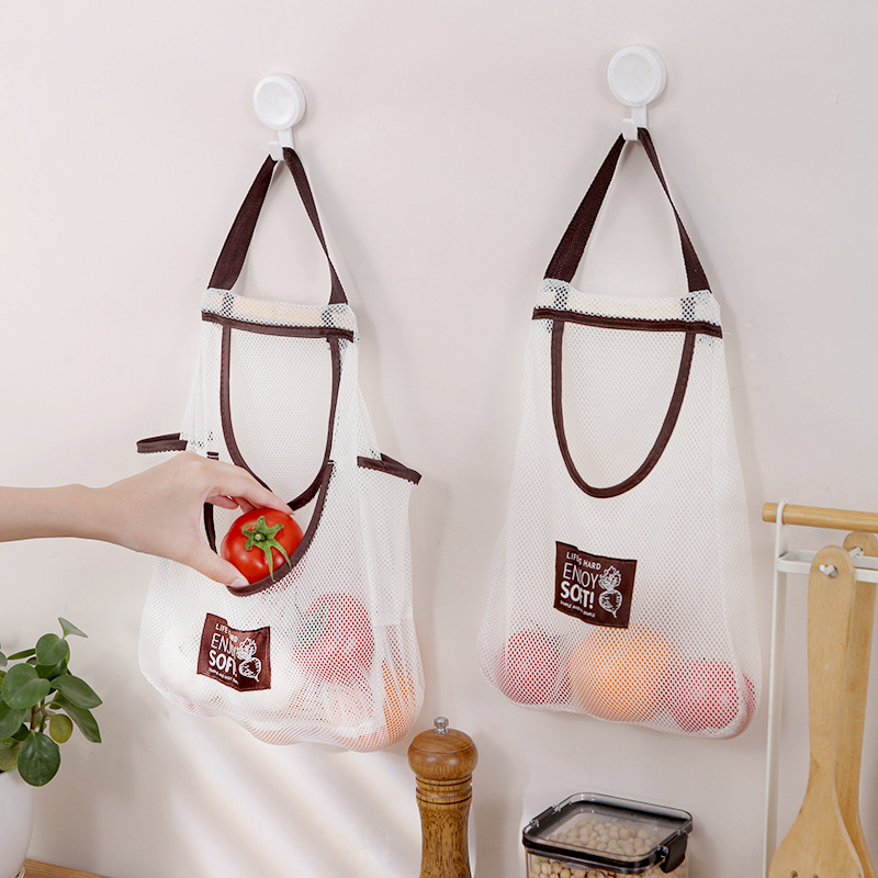 Bolso de mano montado en la pared, bolsa colgante multifuncional para frutas y verduras, bolsa de malla para almacenamiento con cabeza de ajo, bolsa de almacenamiento para cocina, jengibre y cebolla