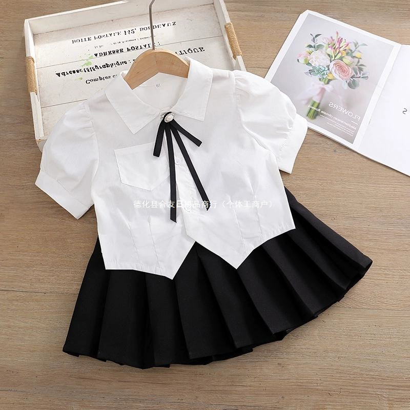 Униформа для девочек, летняя новая рубашка с короткими рукавами, топ в студенческом стиле с кукольным воротником, белый цвет с рукавами-фонариками
