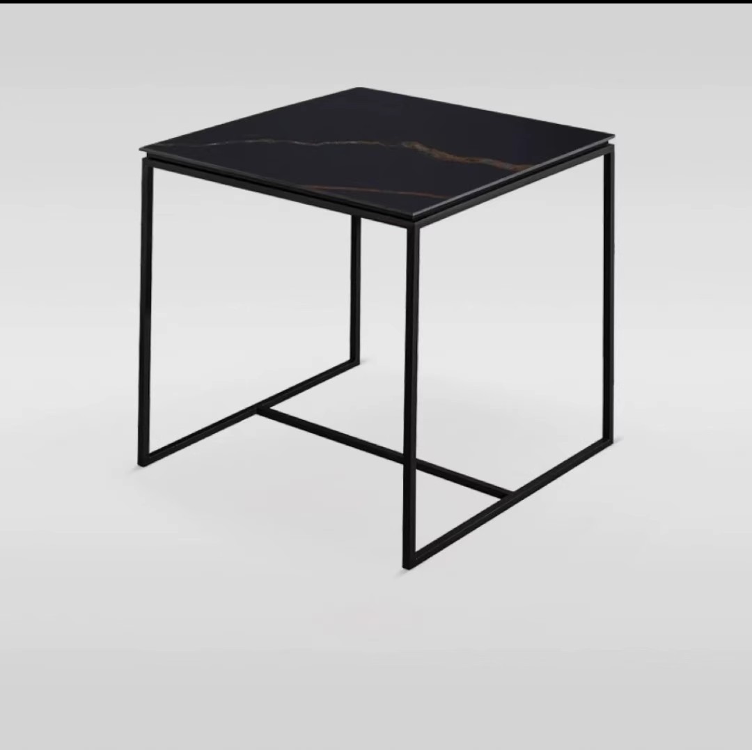 Mesa lateral de sofá de pizarra de roca, mesa de esquina de celebridades de Internet de alta gama de lujo ligero, mesa de borde estrecho, mesita de noche, sala de estar, mesa de centro cuadrada minimalista, mesa baja