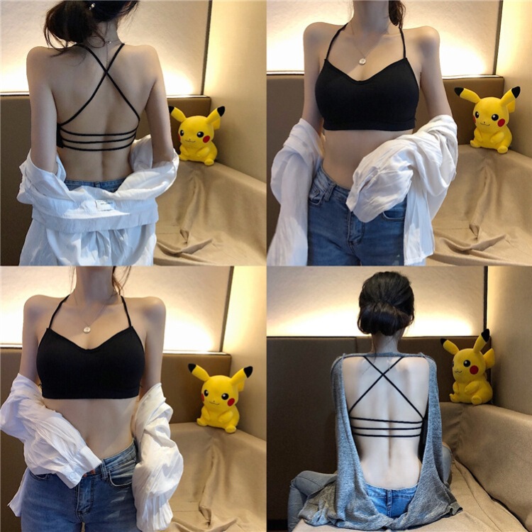 Hot Girl Sexy Sling Belt Tube Jacket No Steel Ring Inner Wear-proof Breathable Sports Chest Wrap Sexy Big Backless Underwear for Women