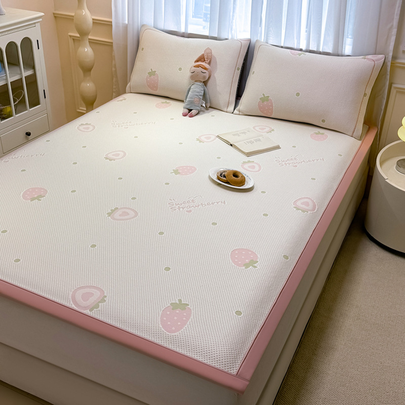 A clase madre e infante grado frijoles de verano estera de seda de hielo estera de verano hogar estera suave se puede lavar con máquina dormitorio set de tres piezas 4