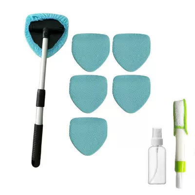 Labeling and Dropshipping of Car — Car cleaning tools - 1-set-pentagonal-plate-6-blue-fish-scale-cloth-covers-detail-brush-spray-bottle