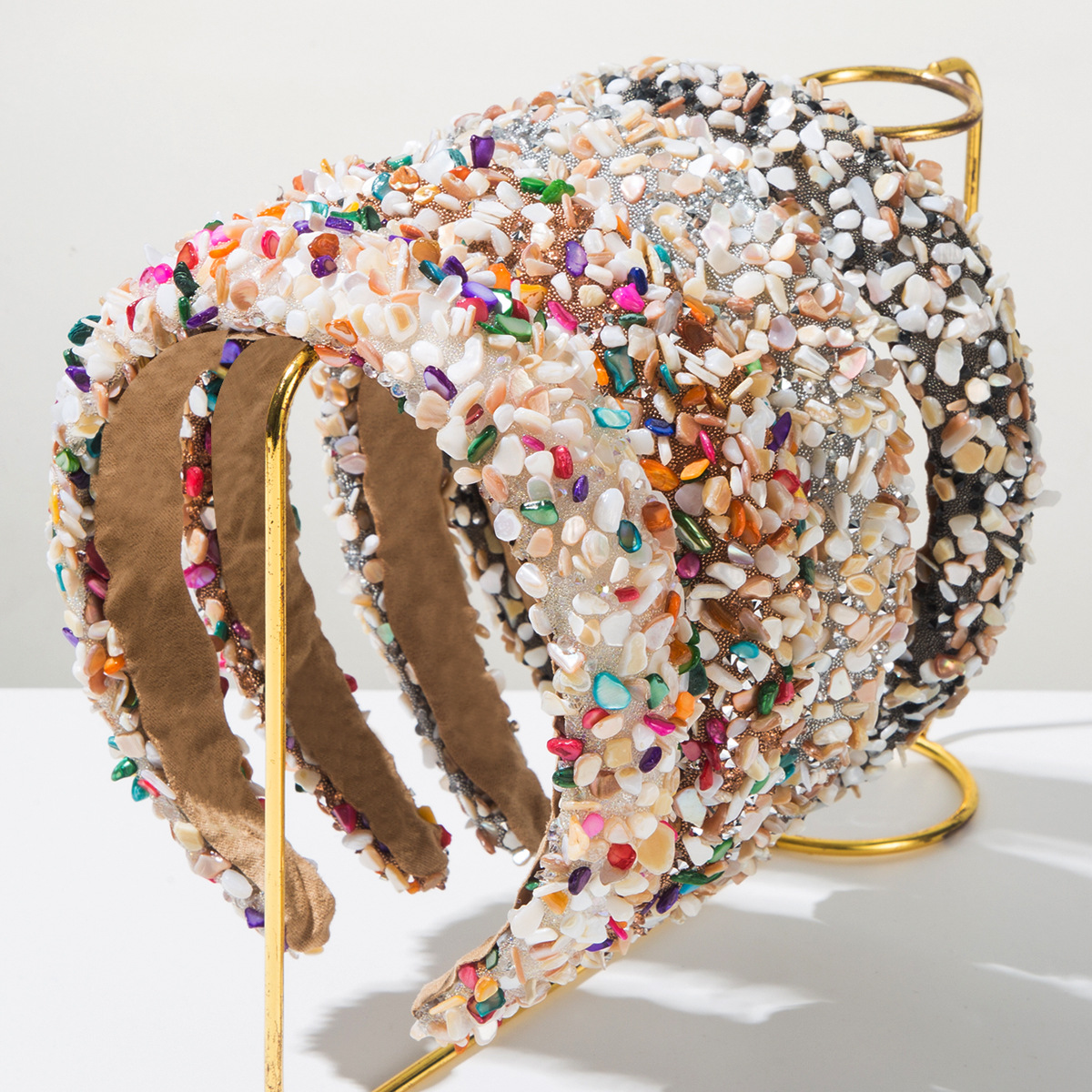 Heming Hair Hoop European and American Fashion New Hair Accessories Baroque Colorful Gem Headband Cross-border Hot Hair Pressure Hair Hoop for Women