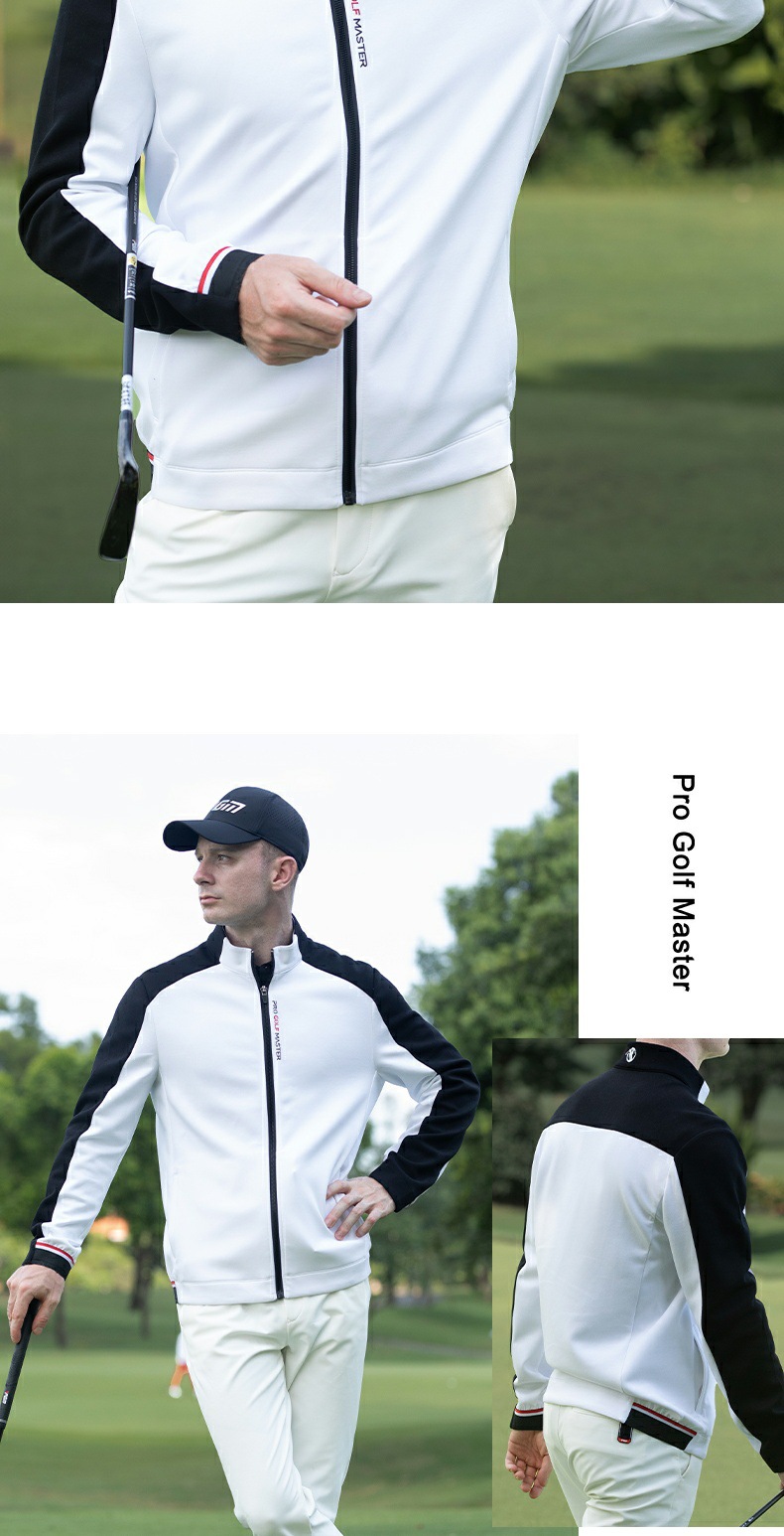 Áo khoác golf nam cổ đứng vải dệt kim thể thao ấm áp phối màu — YF726-áo khoác trắng [cổ đứng ấm áp/vải thể thao dệt kim], YF726-Áo khoác đen [cổ đứng ấm áp/vải thể thao dệt kim], YF726-áo khoác đỏ [cổ đứng ấm áp/vải thể thao dệt kim] chi tiết 6