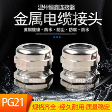 PG21格兰头防爆固定德制黄铜镀镍防水金属电缆接头密封源头厂家