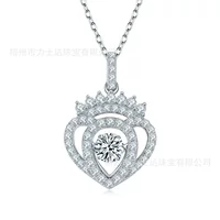 Серебряное ювелирное изделие с муассанитом LUSTER, серебро S925 с позолотой 18K белого золота, колье с короной в форме сердца и муассанитом