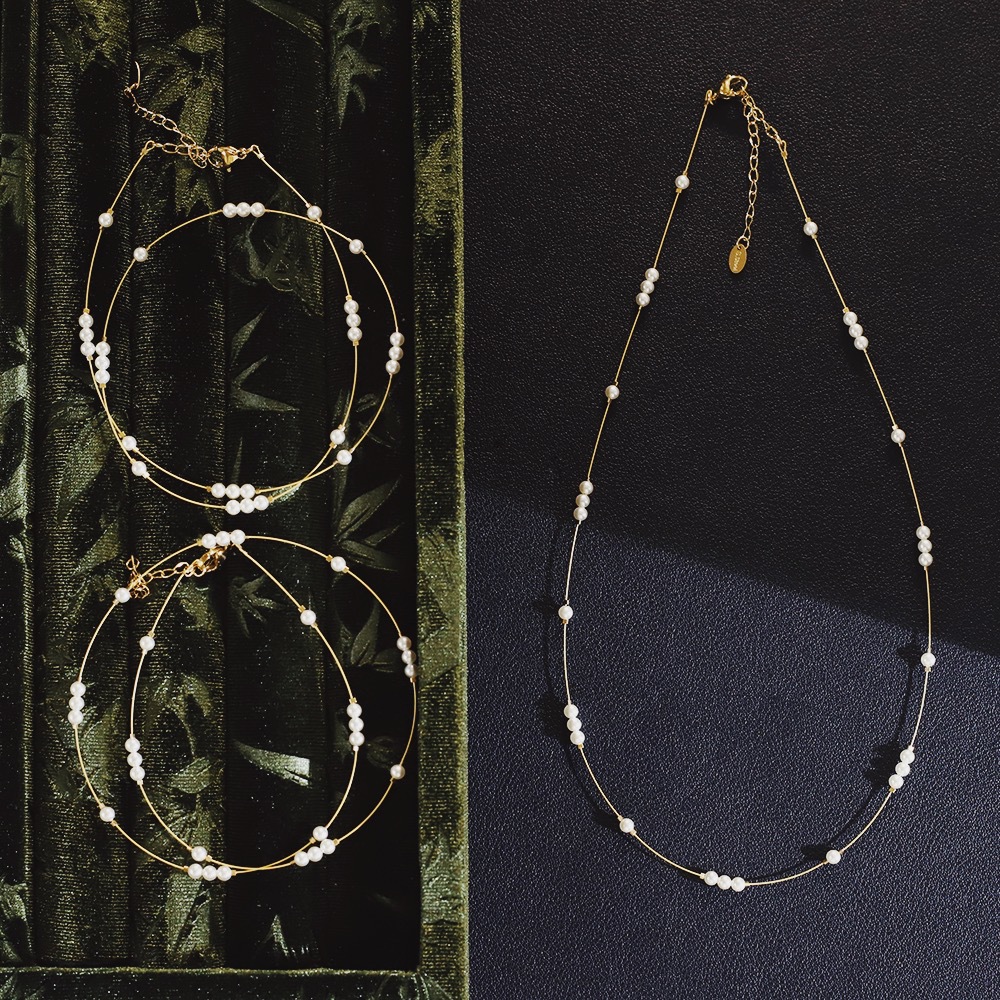 Fashion Minimalism Elegant Pearl Star Very Thin Chain Stainless Steel Necklace For Women