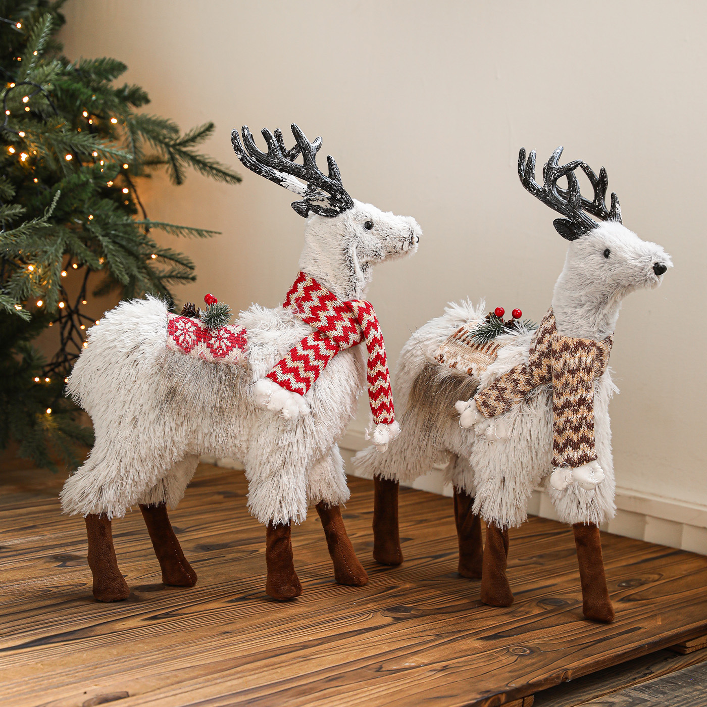 Explosiones de lana gris bufandas de ciervo decoración de Navidad decoración de plástico para el hogar decoraciones de muñecas de muñecas