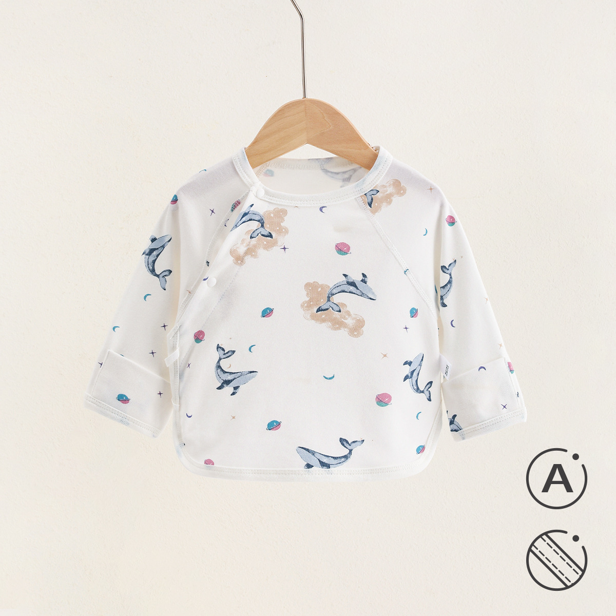 Ropa de media espalda recién nacido Four Seasons Algodón puro sin hueso bebé camisa de media manga bebé monje ropa Pijamas