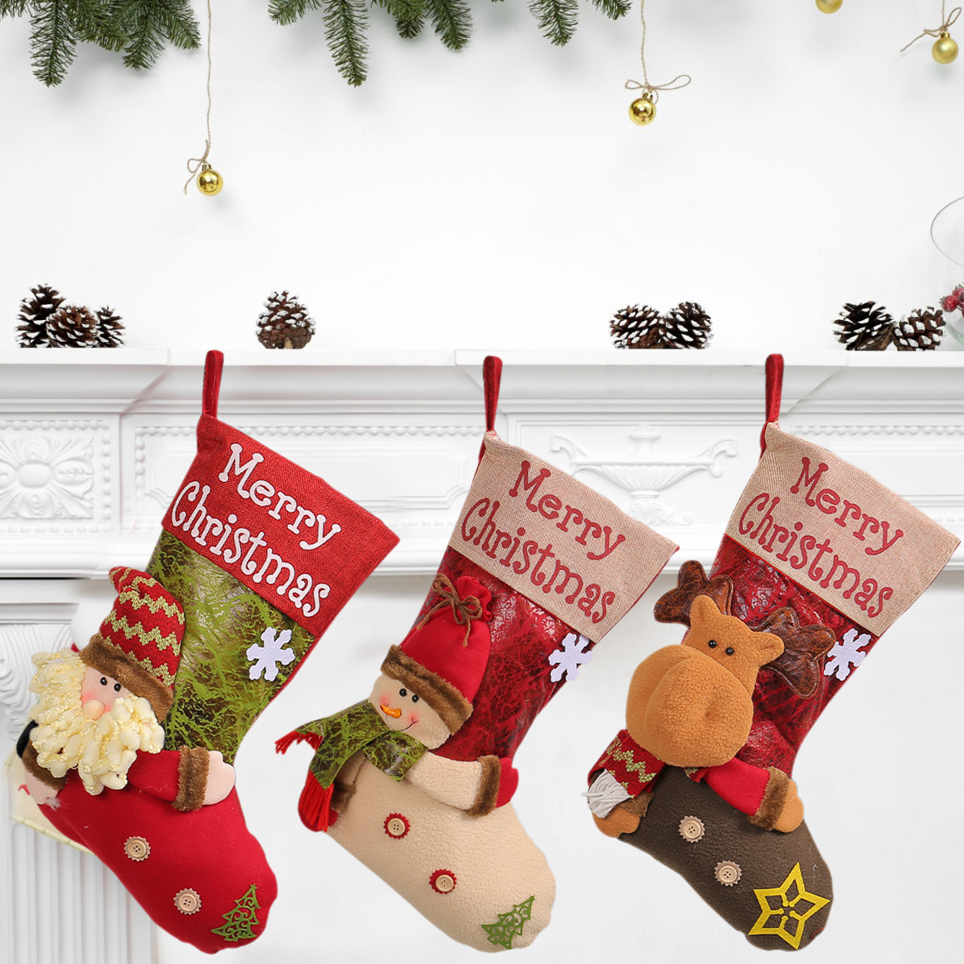 Papá Noel muñeca medias de Navidad medias de Navidad estereoscópicas medias de Navidad medias de Navidad aumentadas medias de Navidad gruesas bolsas de regalo