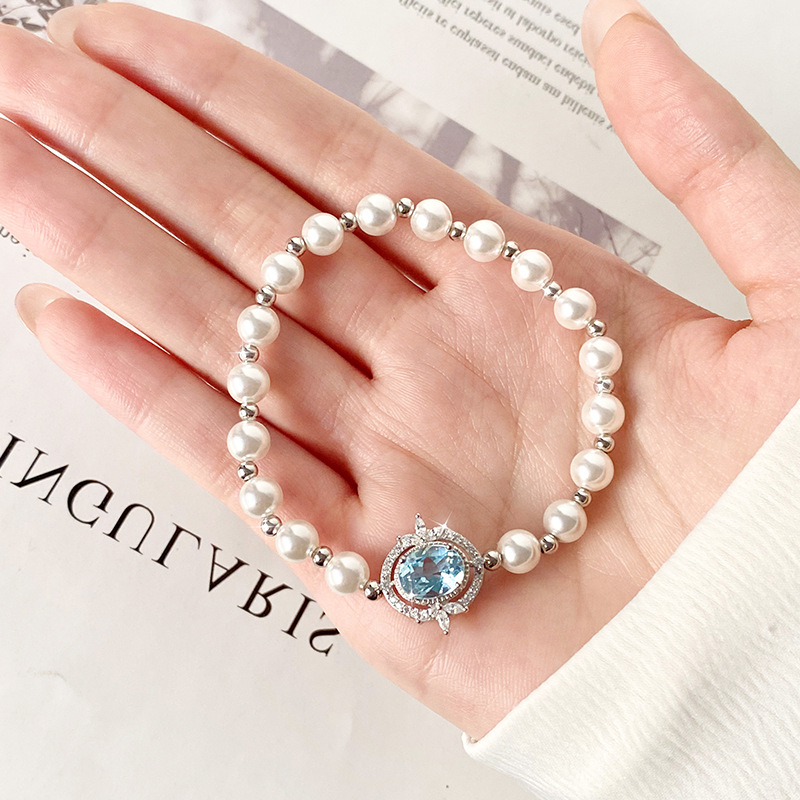 Pequeño libro rojo estilo caliente cuentas de concha joyería de cristal natural S925 pulsera de plata esterlina serie de tesoros de color premium femenino especial transfronterizo