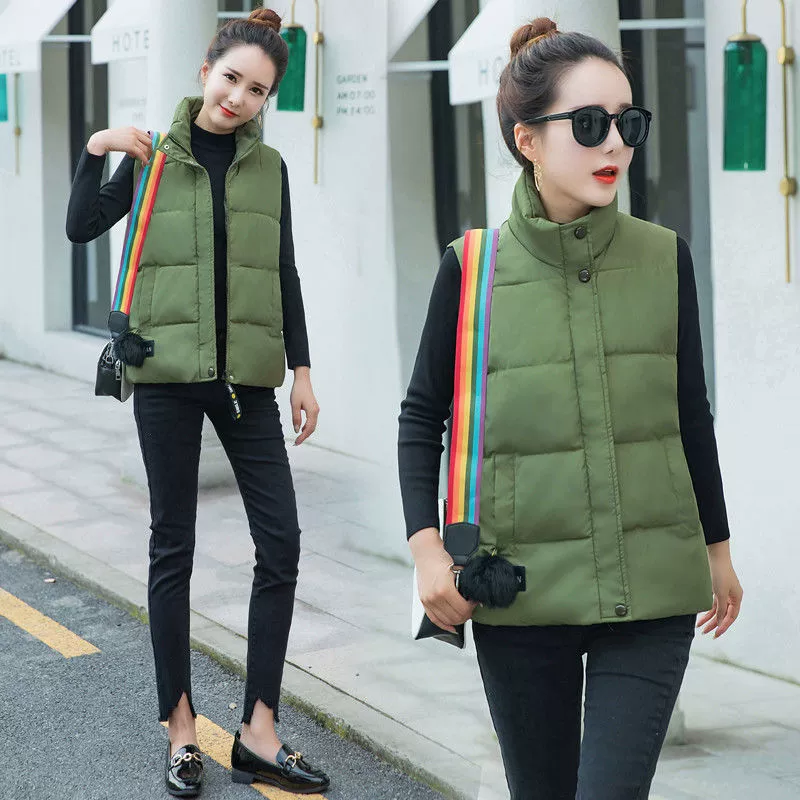 Demi-season short vest with down, down jacket for elementary school students sleevless, Korean style, oversize