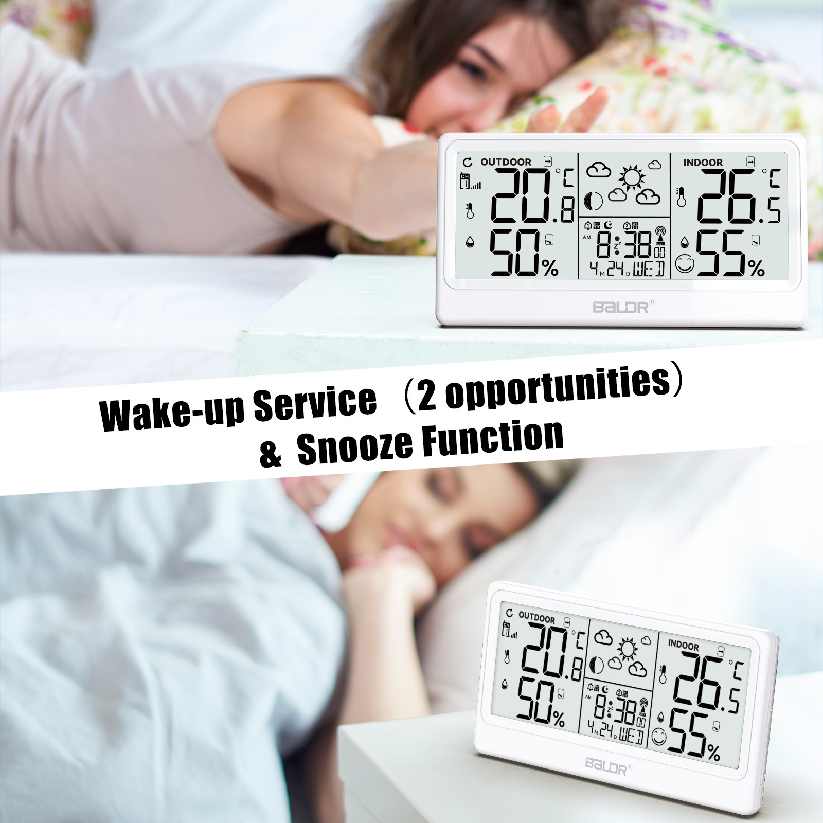 (2개) 온도와 습도 측정기가있는 대형 스크린 기상 관측소