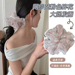 韩国甜美蓬松泡泡纱清新碎花发圈夏季新款高级感森系头发头饰爆款
