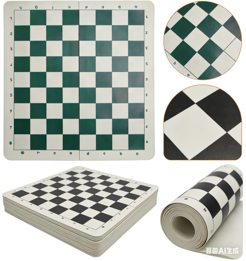 Chess Portable Leather Pu Chessboard Chess Leather Pu Velvet Chessboard Puzzle
