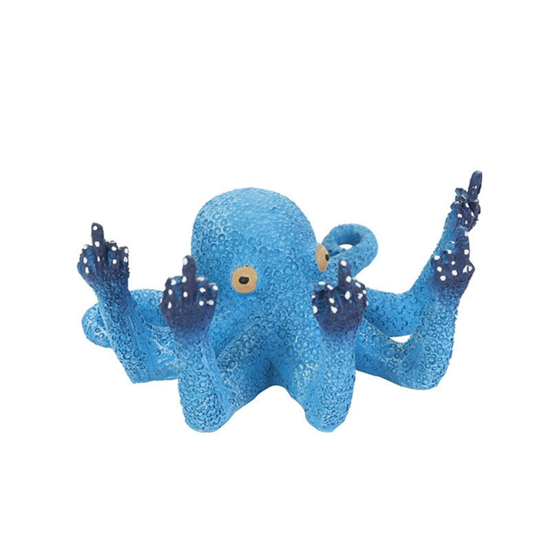 문어 링 보관 빛나는 문어 수직 중간 손가락 문어 빛나는 CTHULU 수제 주변 장식품
