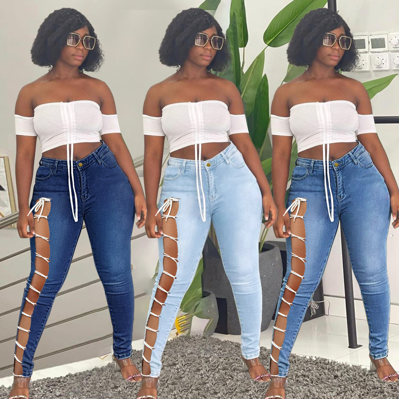 jeans de vendaje hueco nihaostyles ropa al por mayor NSWL85342