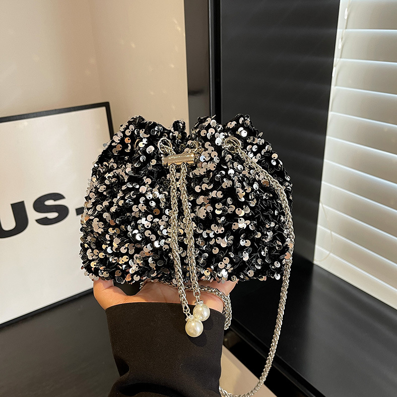 Bolso de moda personalizado con sequillas para mujeres 2024 nuevo estilo coreano bolso de cubo bolso de hombro de estilo estilo extranjero bolso de moda