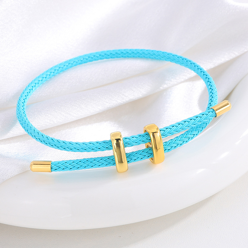 Cuerdas de acero de titanio impermeables a prueba de sudor ajustables hebilla en forma de I pulsera de cuerda de acero 3D de oro duro cuerdas de mano joyas parejas