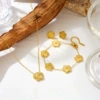 Gold single pendant necklace + earrings + bracelet A201-A204-A203