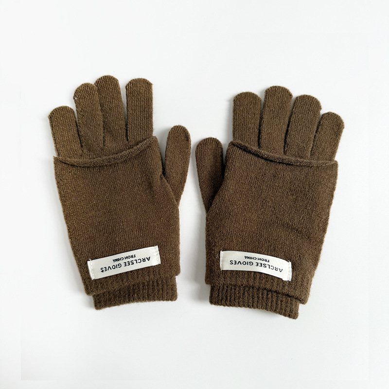 Guantes de ciclismo calientes de invierno coreano con pantalla táctil ins guantes de punto de color caramelo dos piezas de guantes de dedo para mujeres