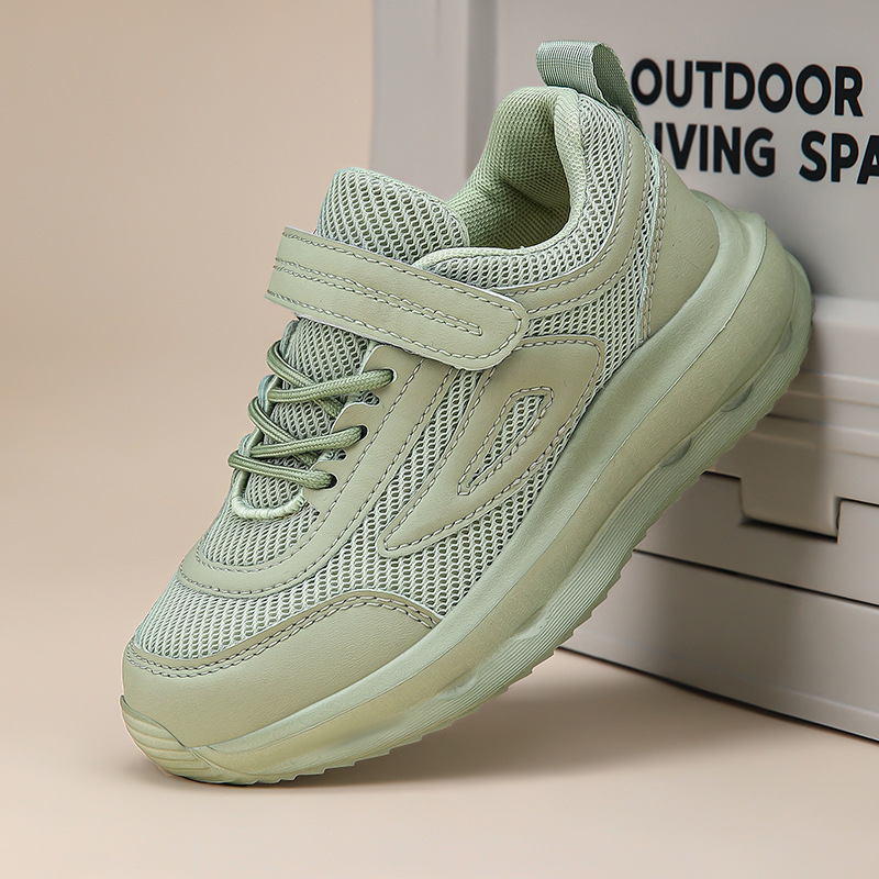 Zapatos blancos para niños, superficie de malla de primavera y otoño, transpirable, niños y niñas grandes, zapatillas deportivas blancas para correr, comercio exterior, venta al por mayor transfronteriza