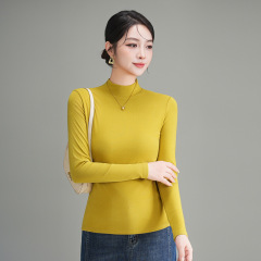 2025新款蚕丝蛋白打底衫女内搭秋冬季纯色百搭长袖加厚保暖衣女