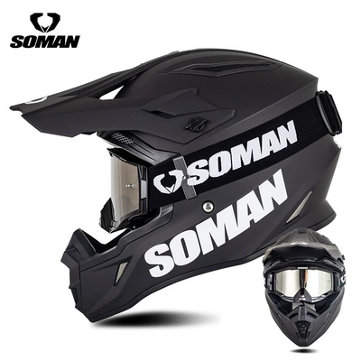 Off-Road Helmet, Downhill Kart Racing — Motosiklet kaskı (dəbilqə) - matt-black-with-black-silver-s