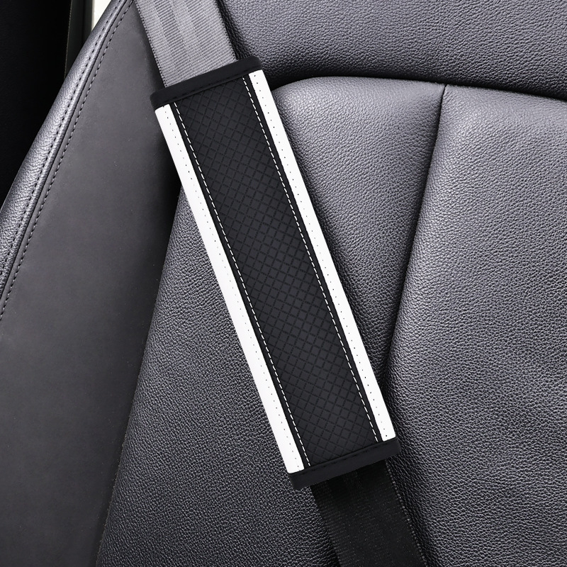 Leather Car: Qìchē Seat belt shoulder pad - dd-rhombus-shoulder-pad-single-black-white-color-24cm