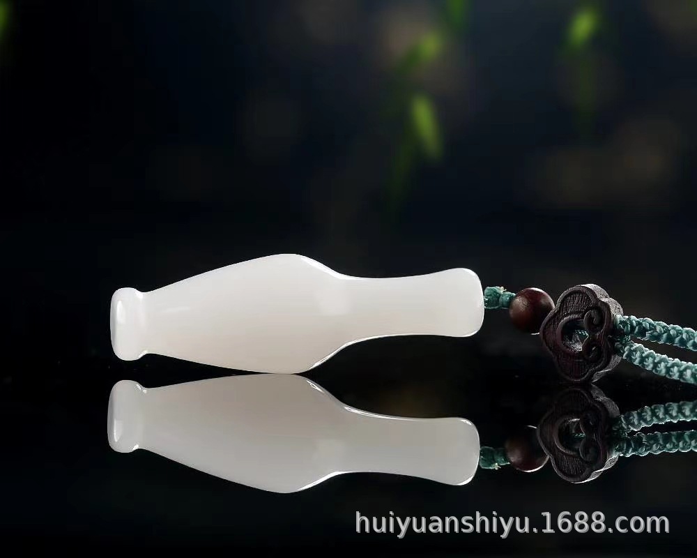 智贝详情图_40新疆金丝玉白玉水滴小花瓶吊坠玉石秤砣平安扣葫