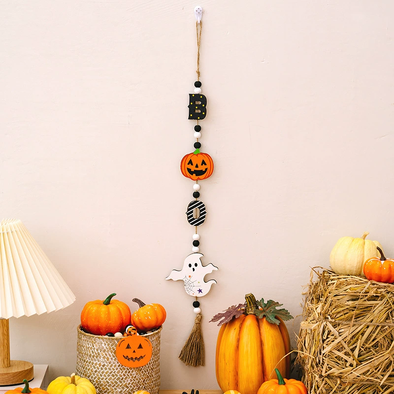 Halloween подвесная гирлянда с бусинами (Zicheng) — призрачные, тыква, летучая мышь с кисточкой, праздничное оформление дома