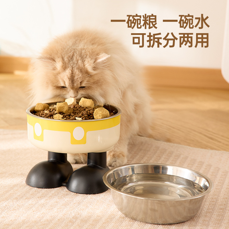 Tazón de acero inoxidable para mascotas antideslizante de gran capacidad para perros para gatos Tazón de pie alto para proteger el cuello Tazón de mascotas al por mayor