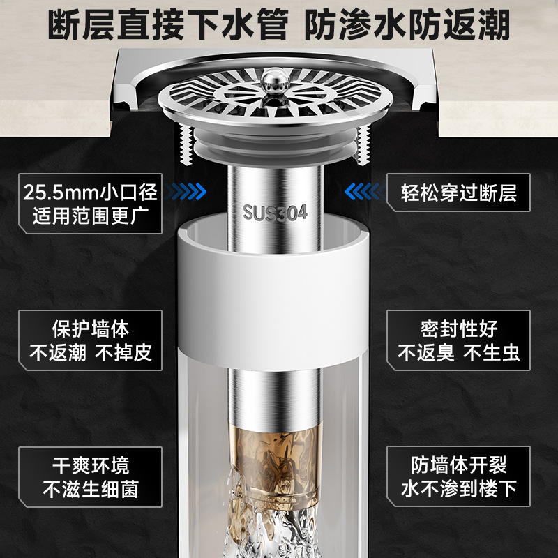 老地漏大小口加长地漏芯卫生间不锈钢防臭虫头发延长管防臭用内芯|undefined