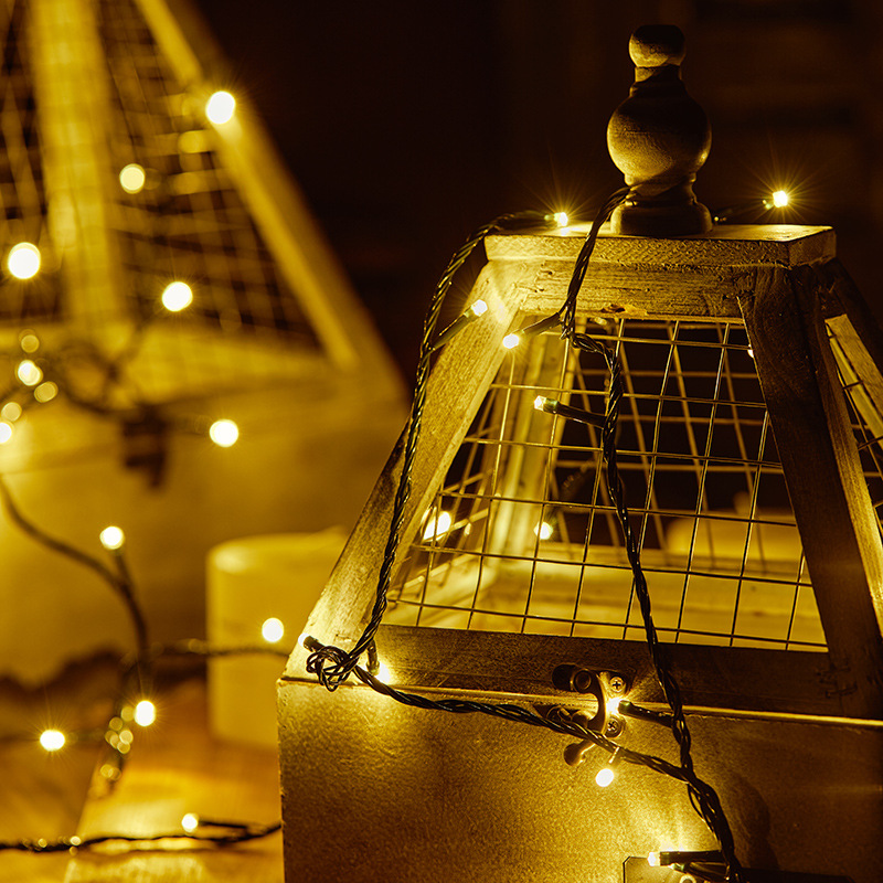 Luces de Navidad, estrellas de cinco puntas de copo de nieve, luces de batería, luces de alambre de cobre LED de 3/5/10 m, luces de decoración navideña, decoración de árboles de Navidad